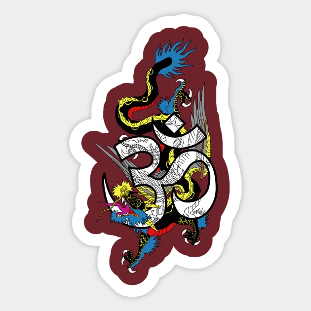 Dragon chino old school Sticker by spacecaps